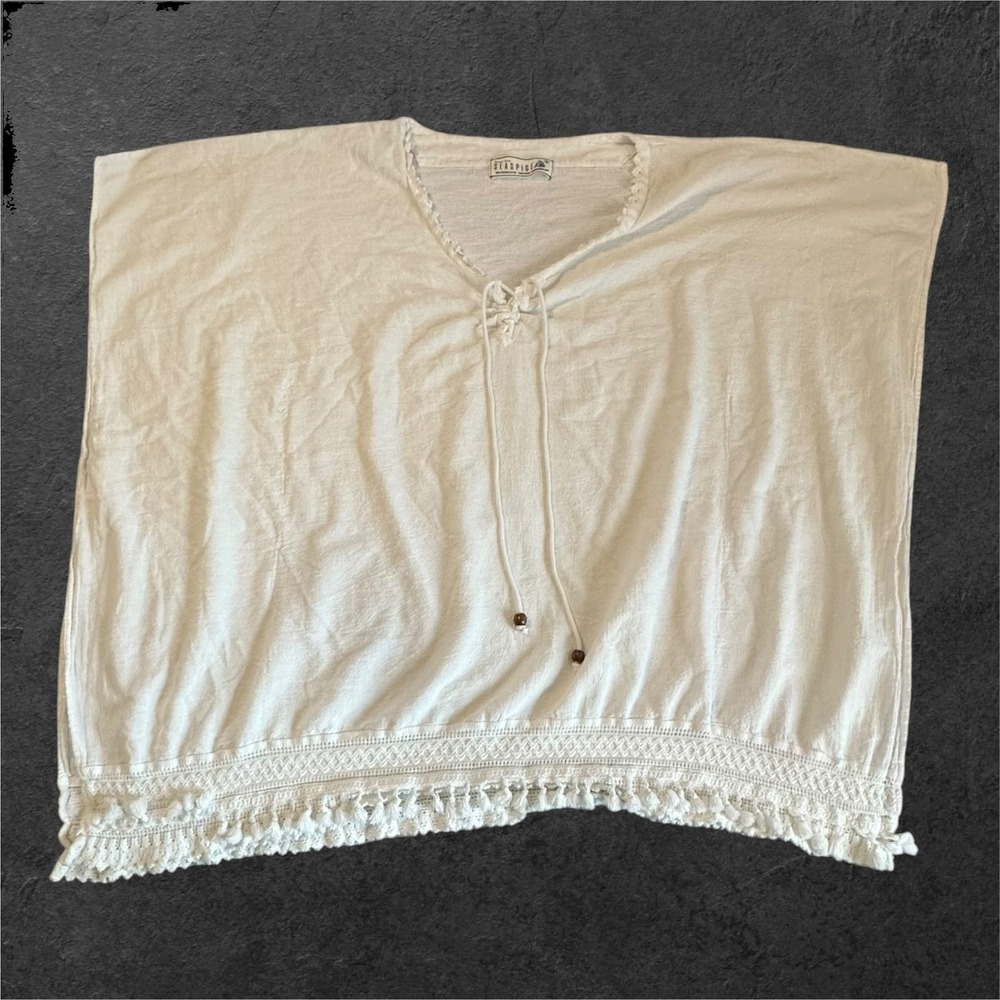 SEASPICE Resort Wear Cover-up Beach Tunic White Peruvian Cotton Small Resort